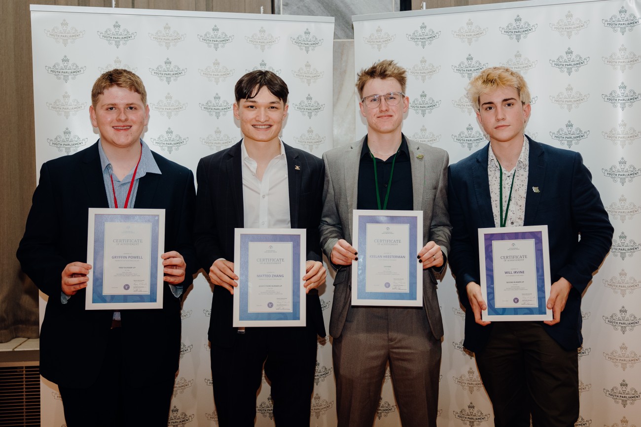 Winners of Youth Parliament Competition 2022 posing with certificates